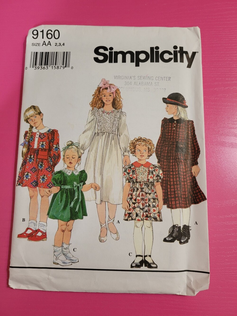 Simplicity Girls' Dress Sewing Pattern 9160 Size AA (2,3,4) (1778)